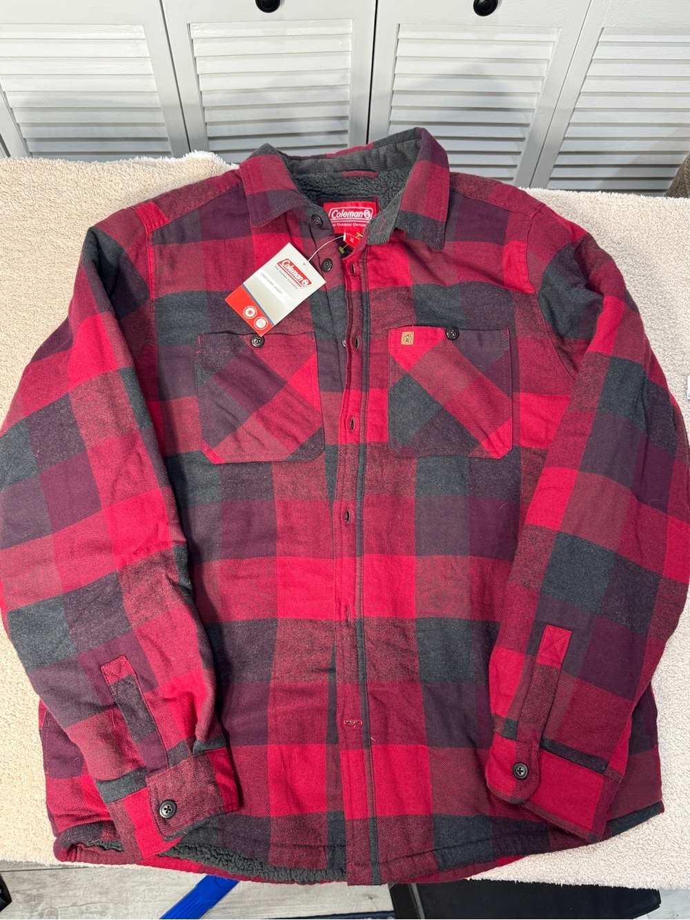Coleman Red Plaid Lined Shirt Jacket XL NWT